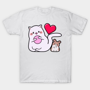 Kawaii style, mouse lovers, Valentine's Day, cute kawaii mice and cats . T-Shirt